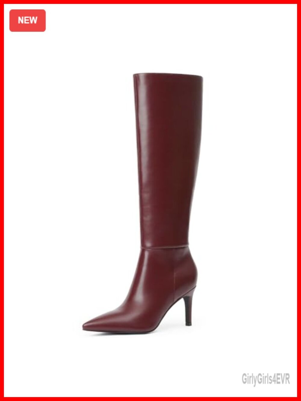 Knee High Boots Women Pointed Toe Stiletto Heel Tall Faux Leather